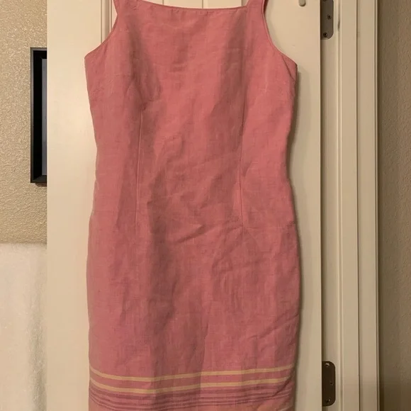 Ann Taylor loft Pink and Yellow Midi Dress bohemian Officecore feminine size 2P - Picture 3 of 6
